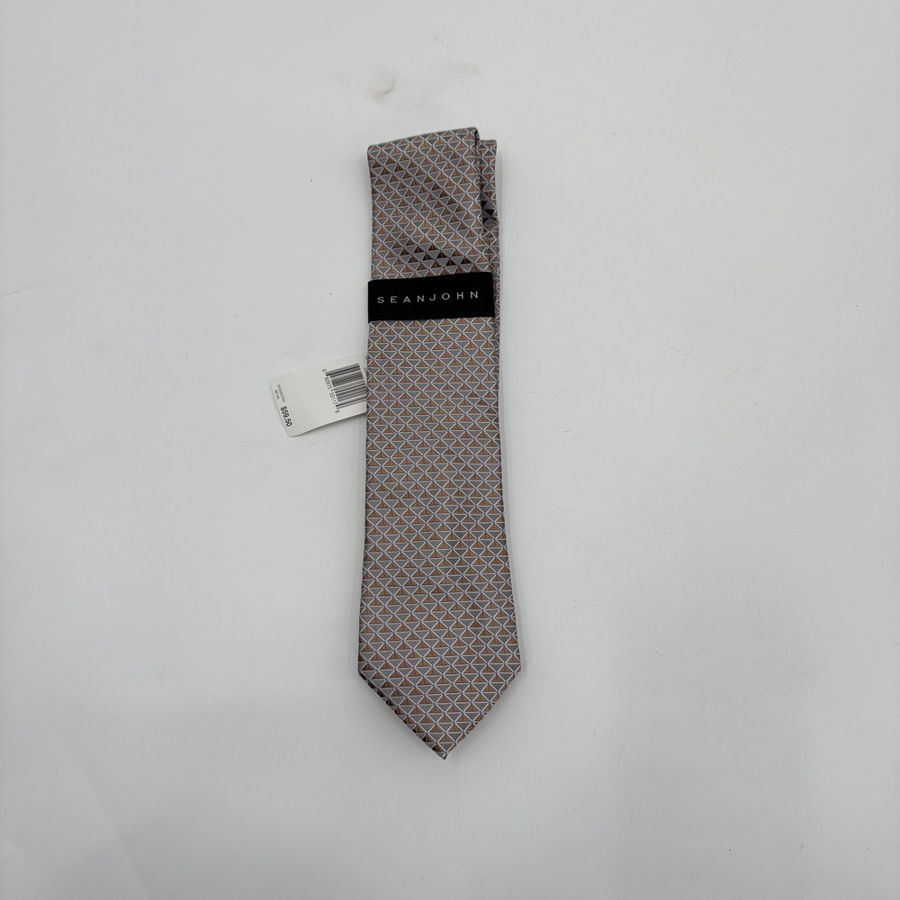 Sean John Mens Grey Geometric Pattern Necktie Q79147020